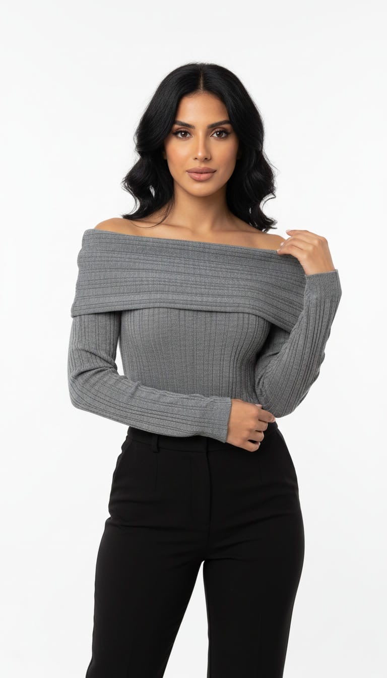 Irma ribbed off-shoulder knit top