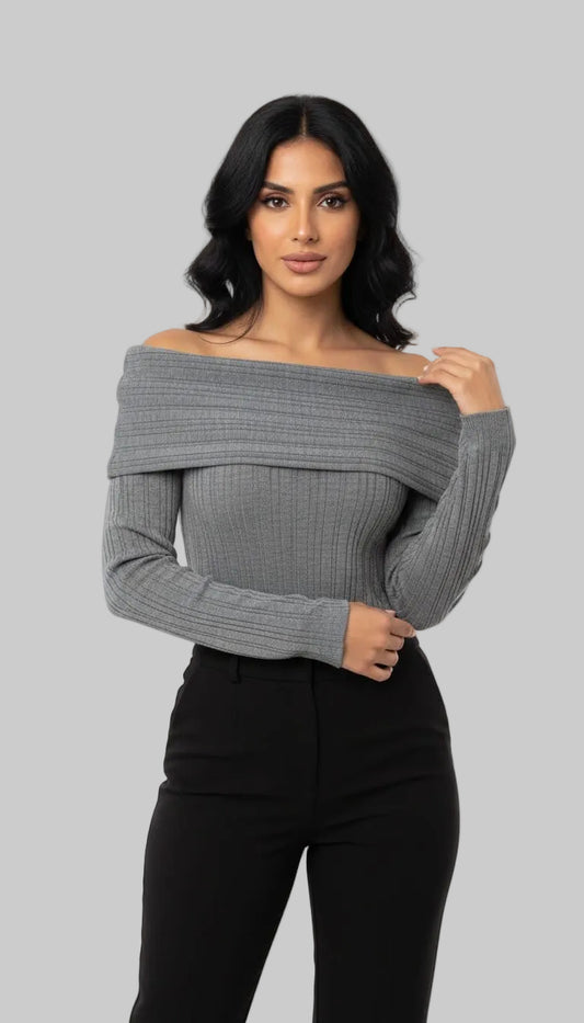 Irma ribbed off-shoulder knit top