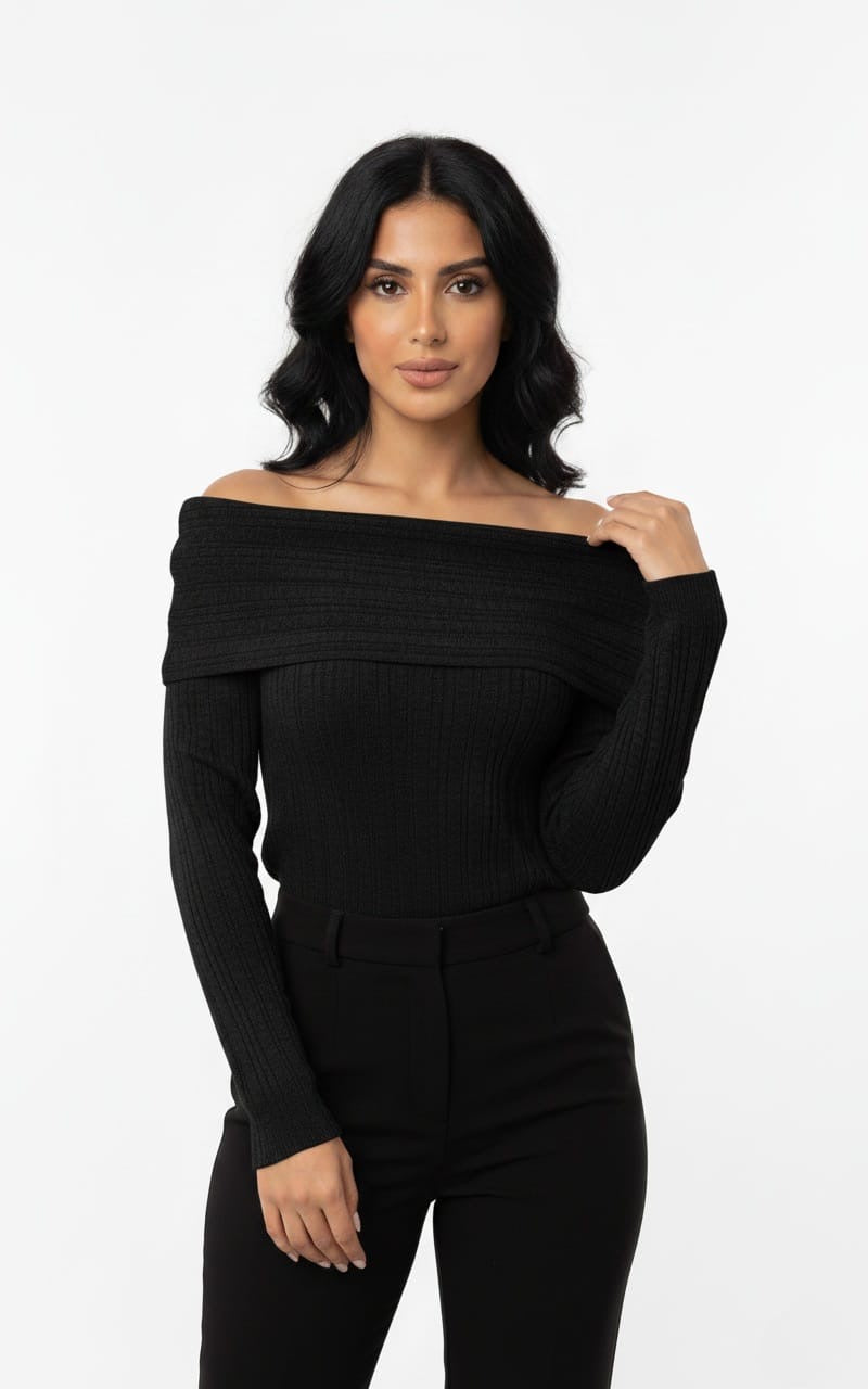 Irma ribbed off-shoulder knit top