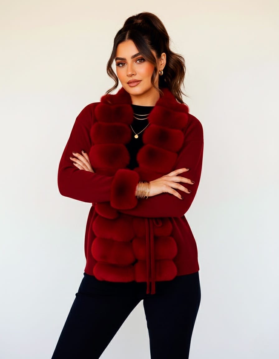 Haute Couture Cardigan Faux-fur Panels