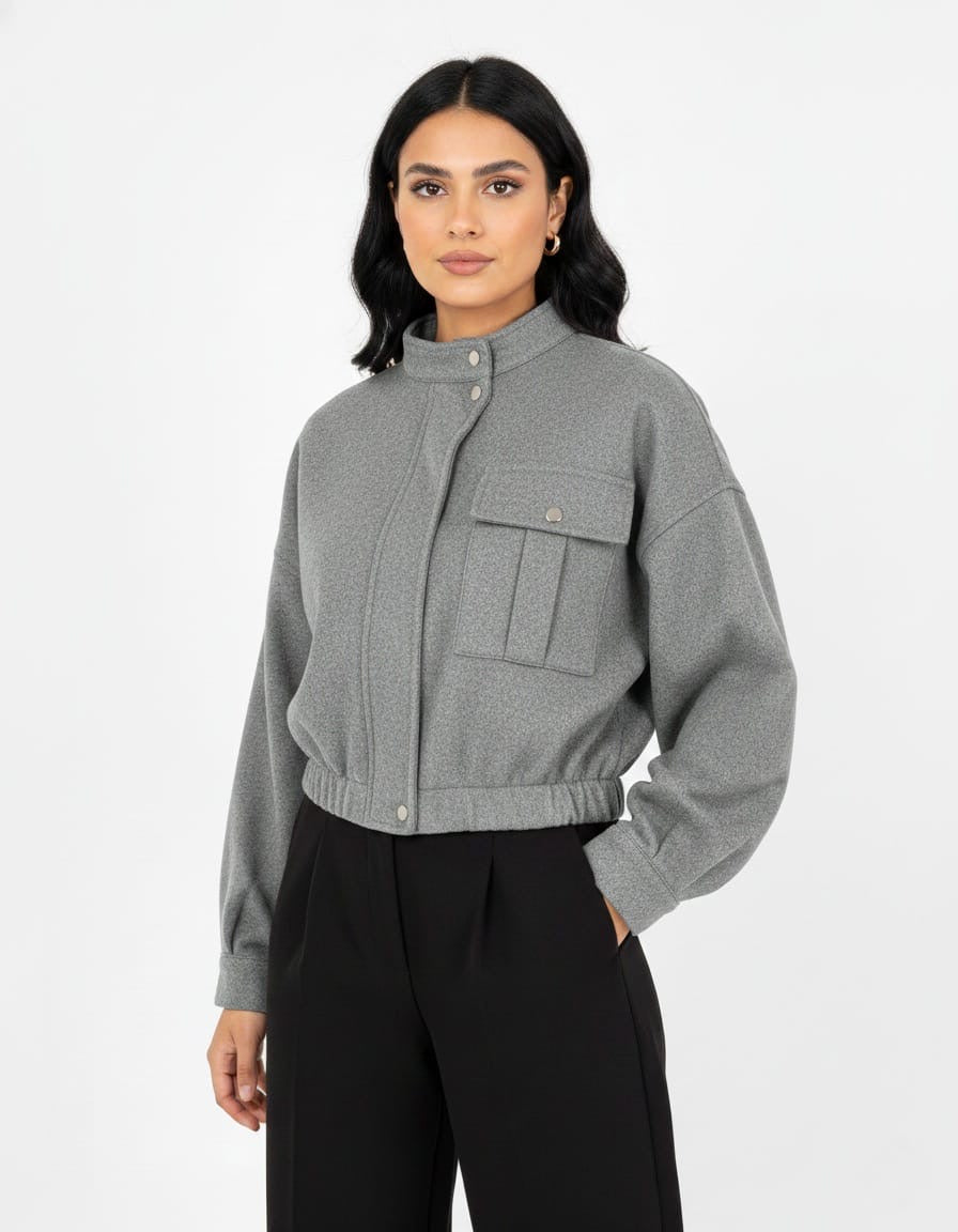 Cropped Bomber-style Jacket