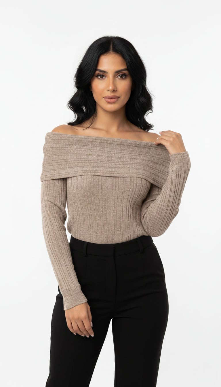 Irma ribbed off-shoulder knit top