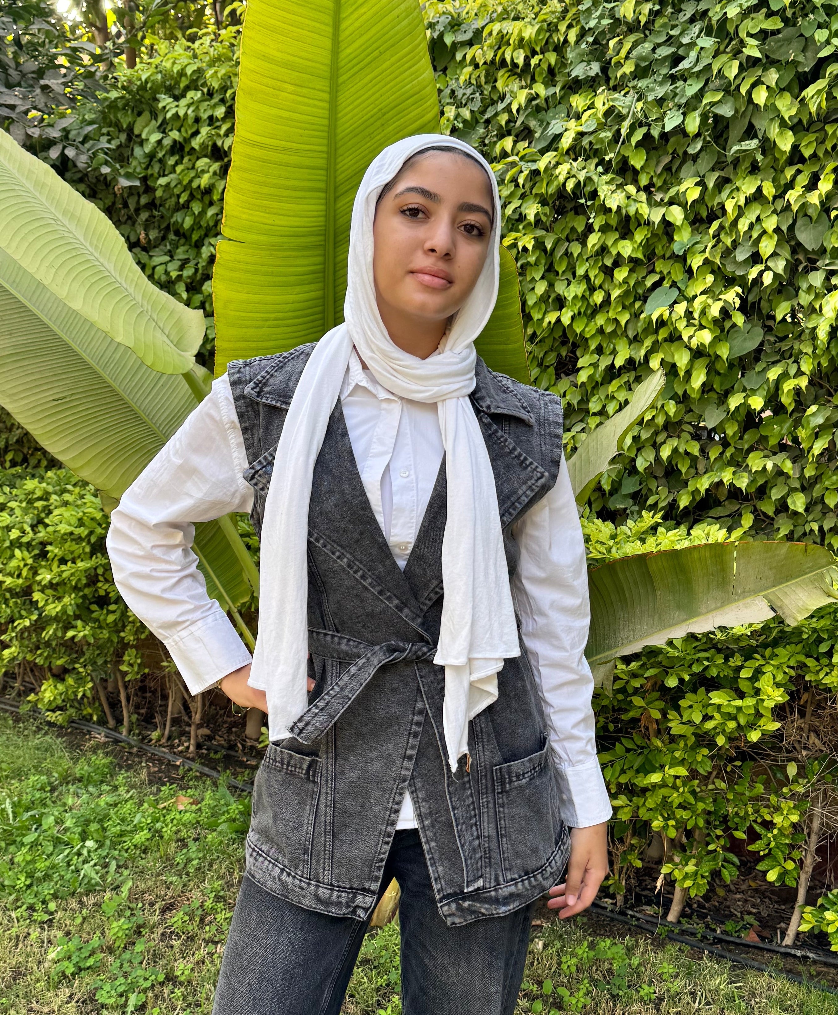 Textured Denim Wrapped Vest