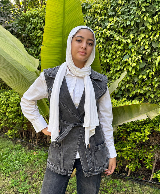 Textured Denim Wrapped Vest