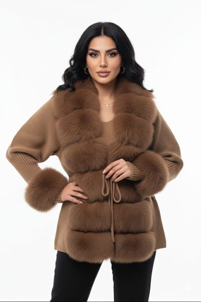 Haute Couture Cardigan Faux-fur Panels