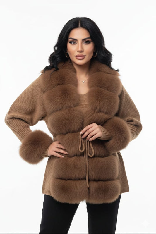 Haute Couture Cardigan Faux-fur Panels