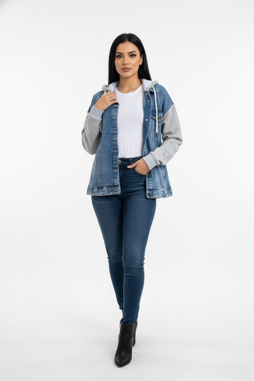 Velora Mixed-Media Denim Jacket