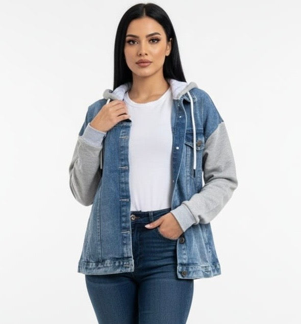 Velora Mixed-Media Denim Jacket