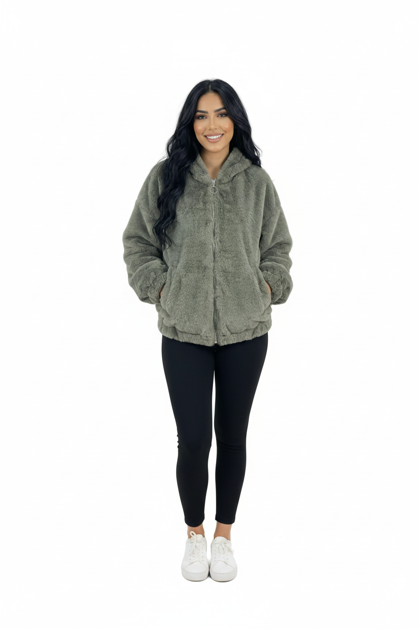 Teddy Fleece Hooded Zip-Up