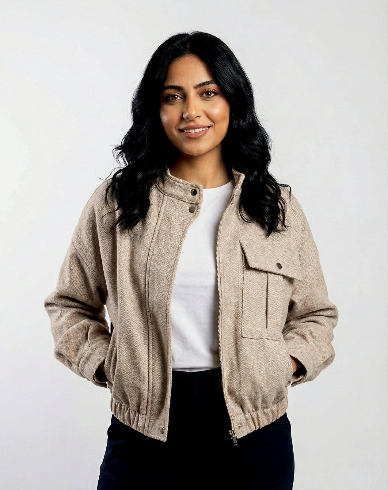 Cropped Bomber-style Jacket