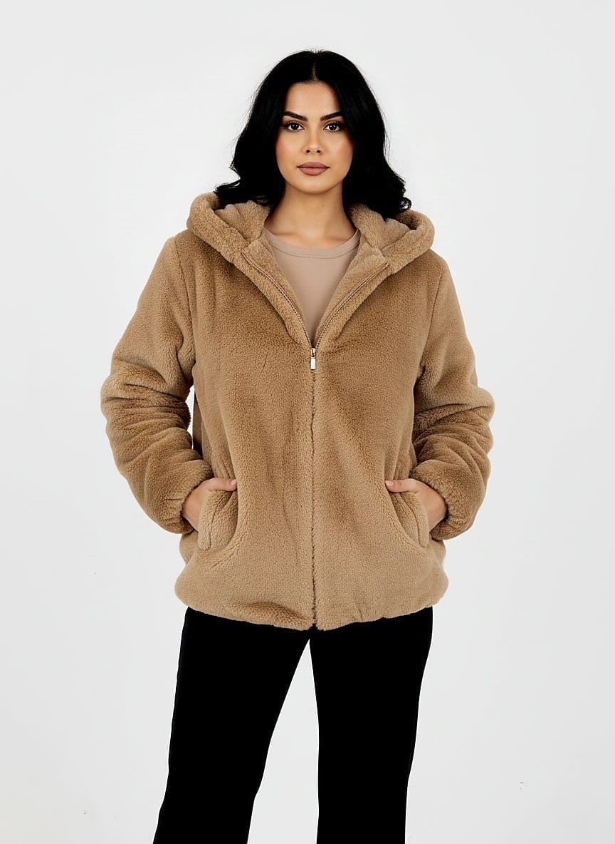 Teddy Fleece Hooded Zip-Up