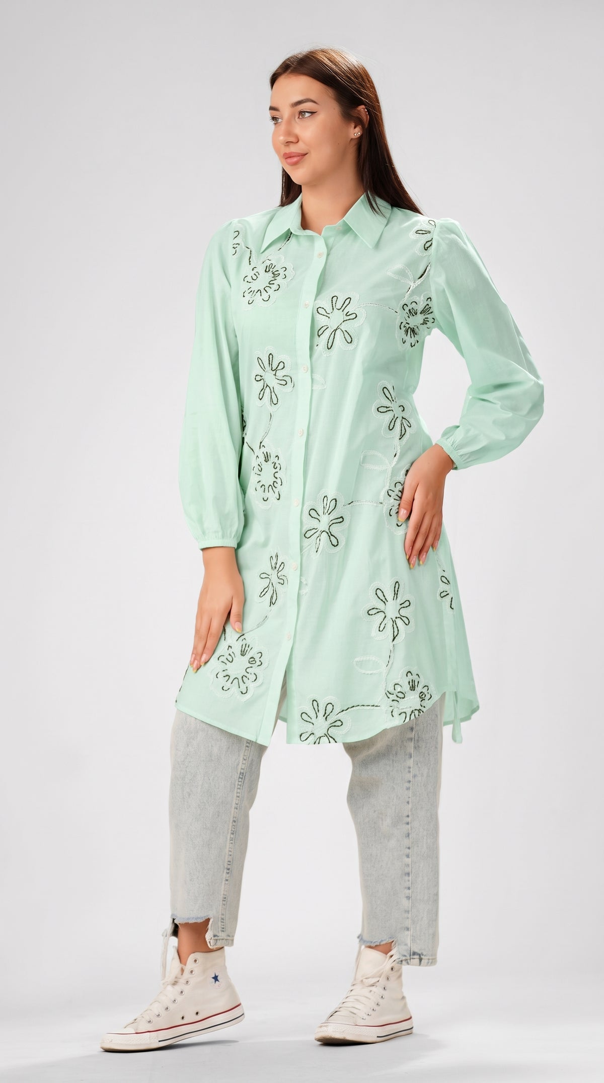 The Ivory Flora Appliqué Tunic