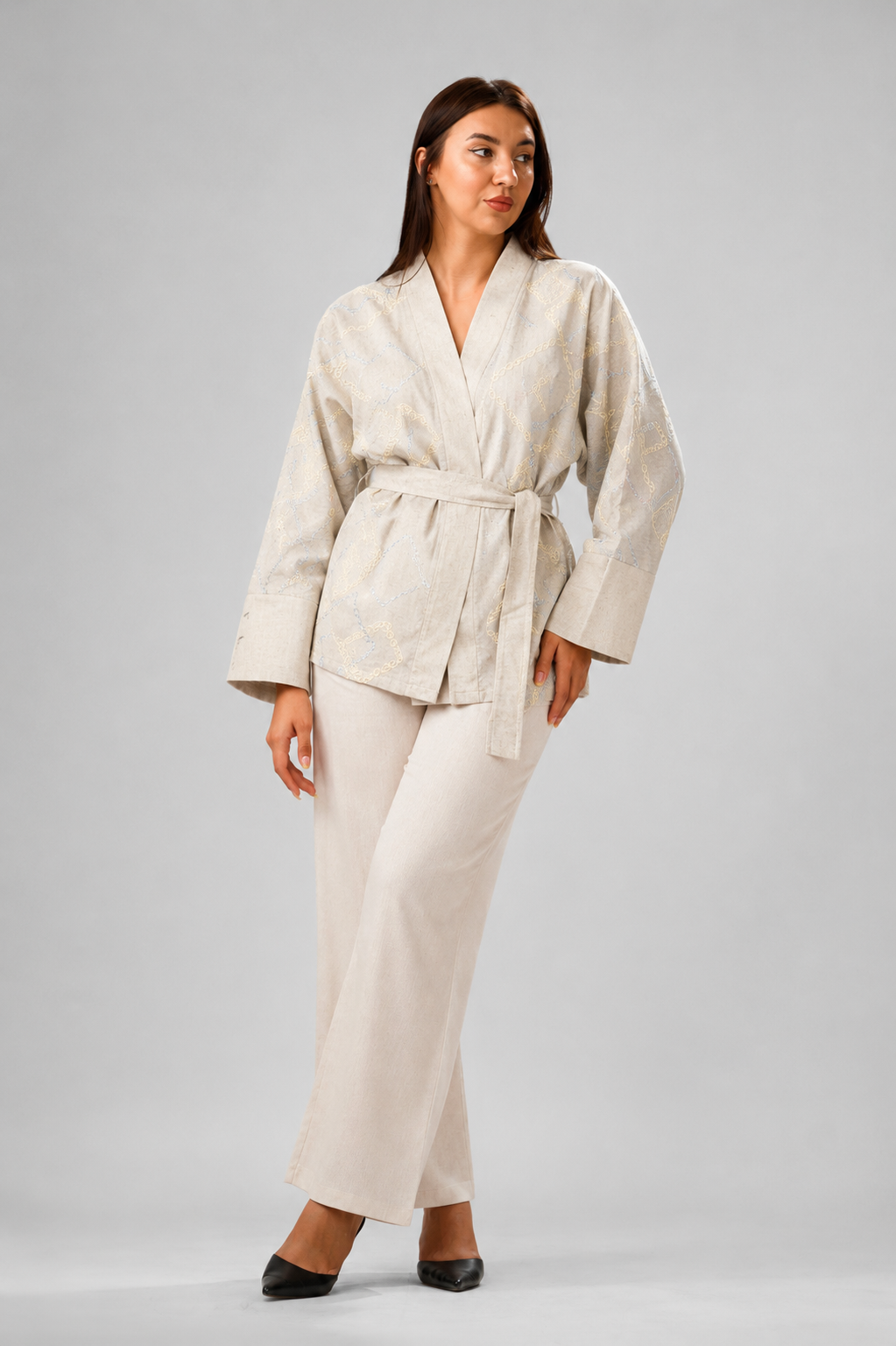 Vanilla Coast Belted Two-Piece Set