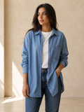 Magy plane white blue denim shirt