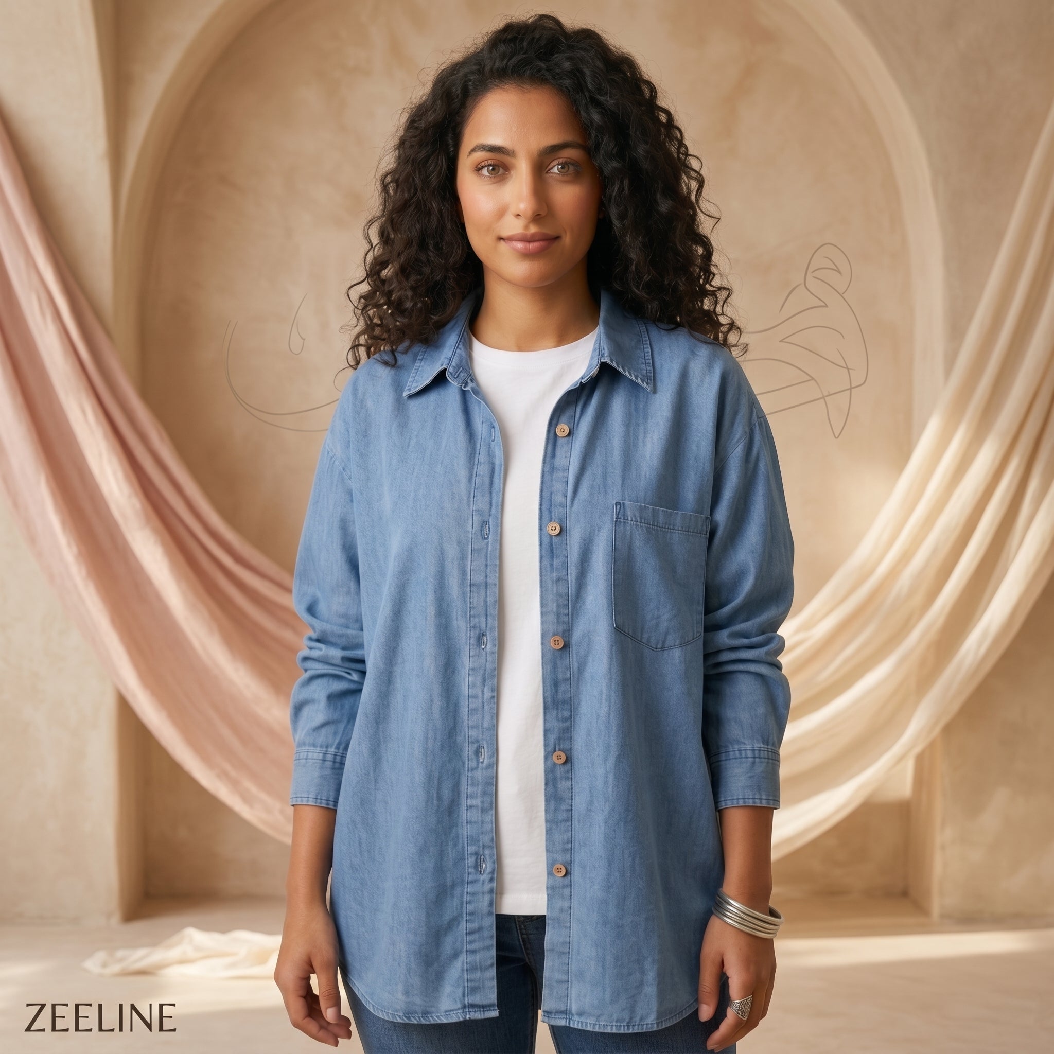 Magy plane white blue denim shirt
