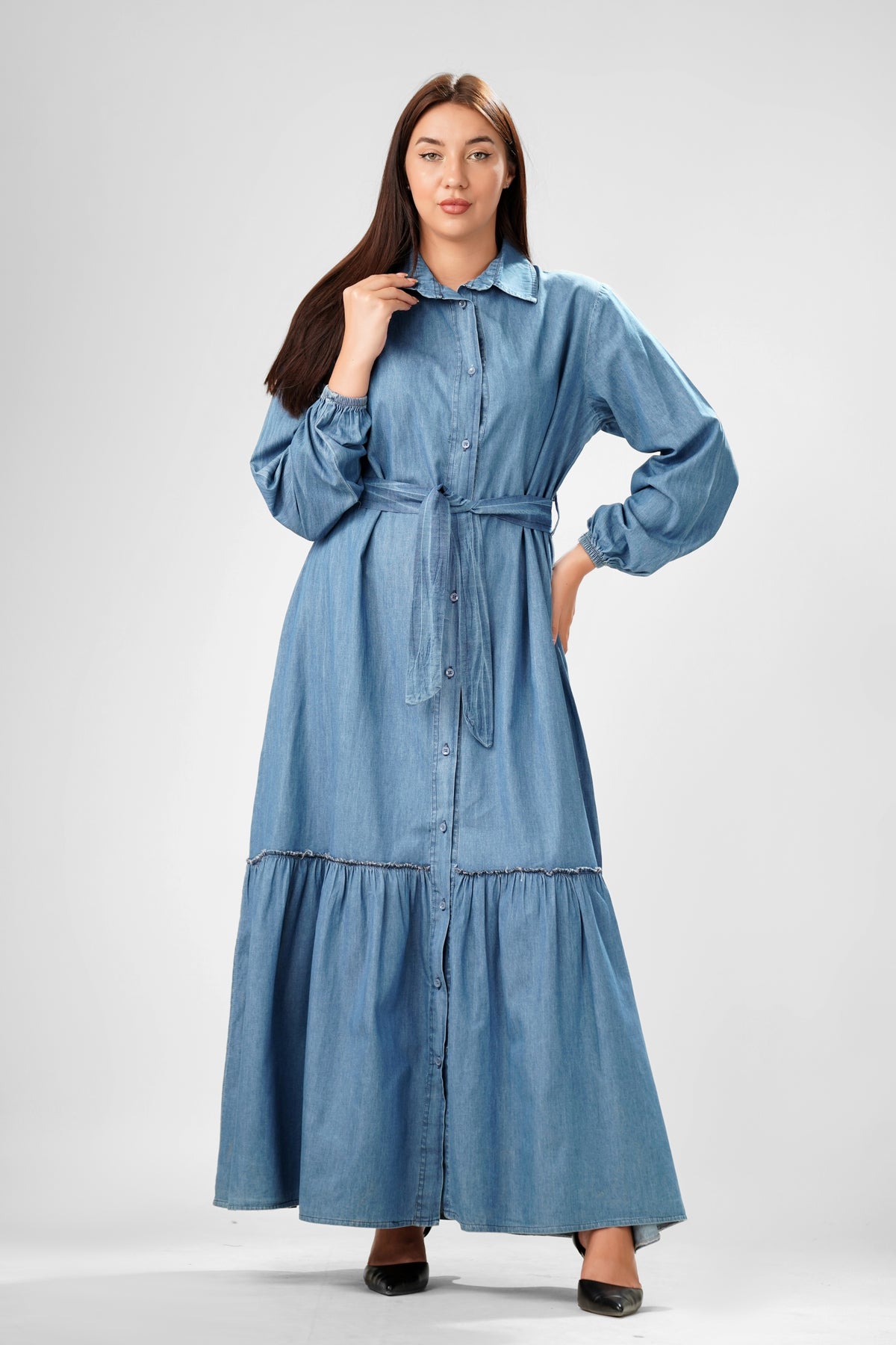 The Riviera Belted Chambray Maxi