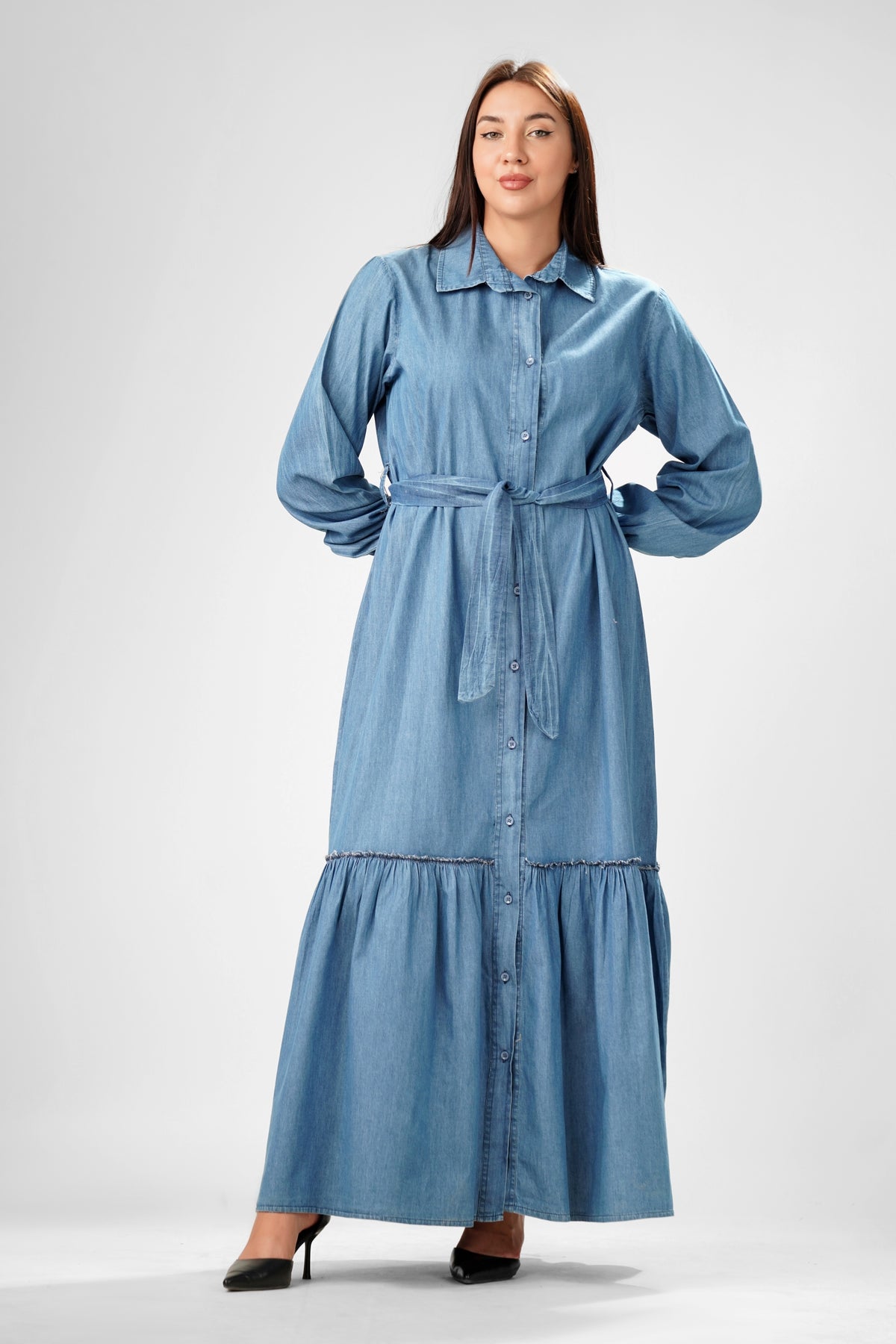 The Riviera Belted Chambray Maxi