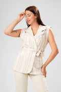 The Oat Stripe Sleeveless Trench Suit