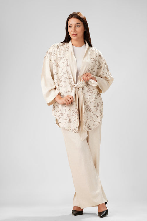 Floral Embroidered Wrap Ensemble