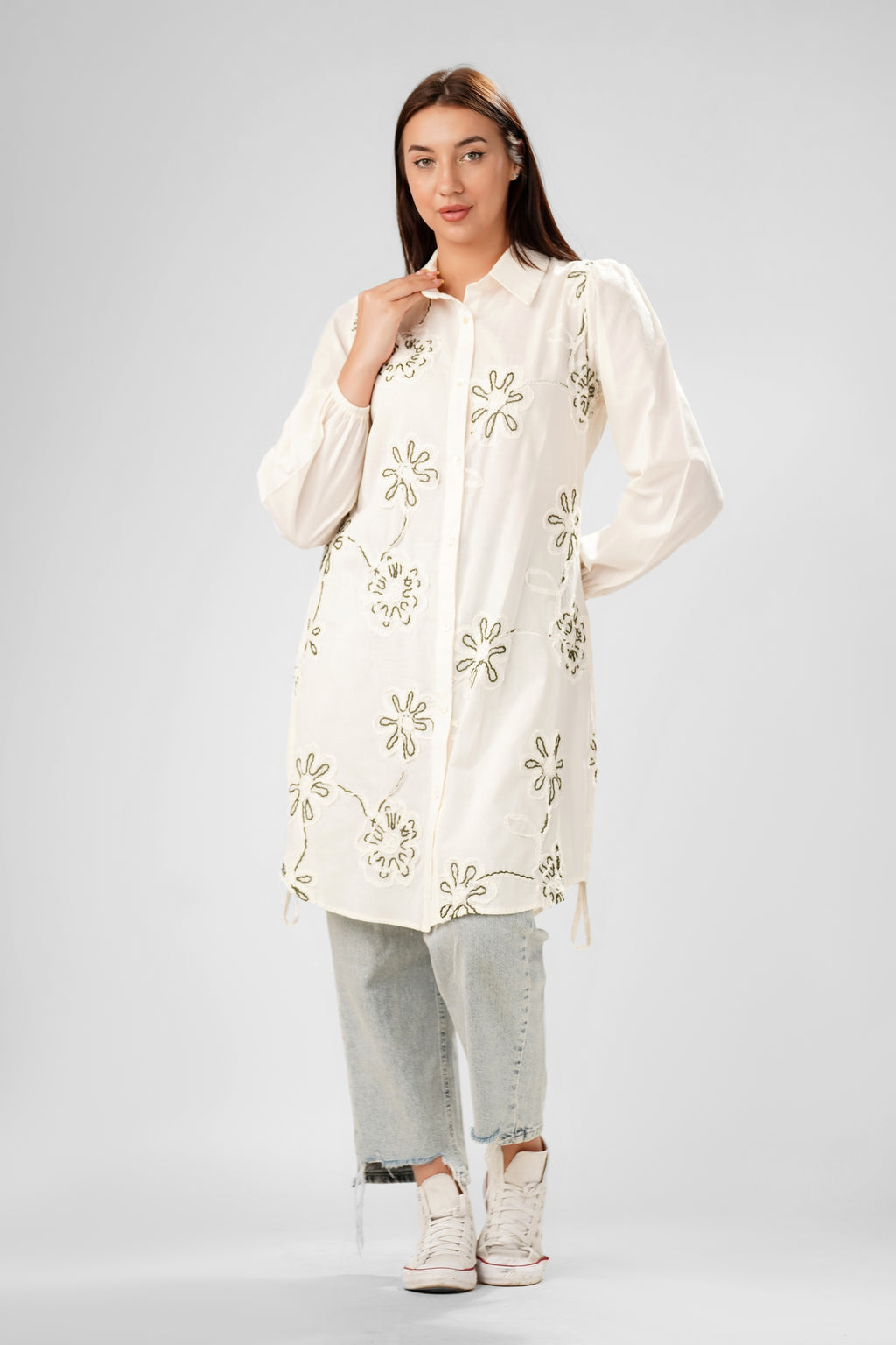 The Ivory Flora Appliqué Tunic