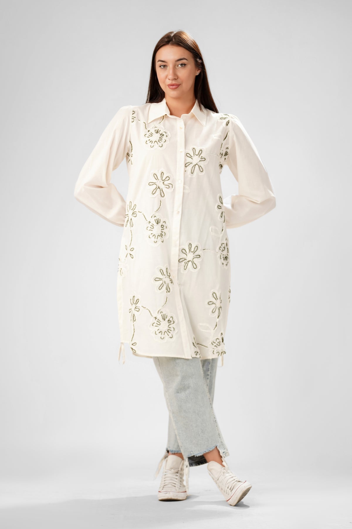 The Ivory Flora Appliqué Tunic