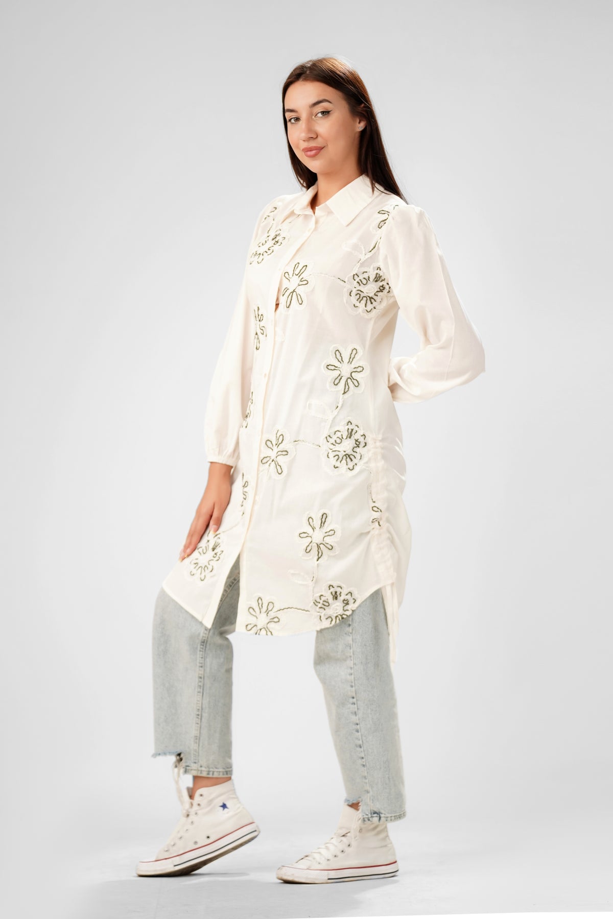 The Ivory Flora Appliqué Tunic