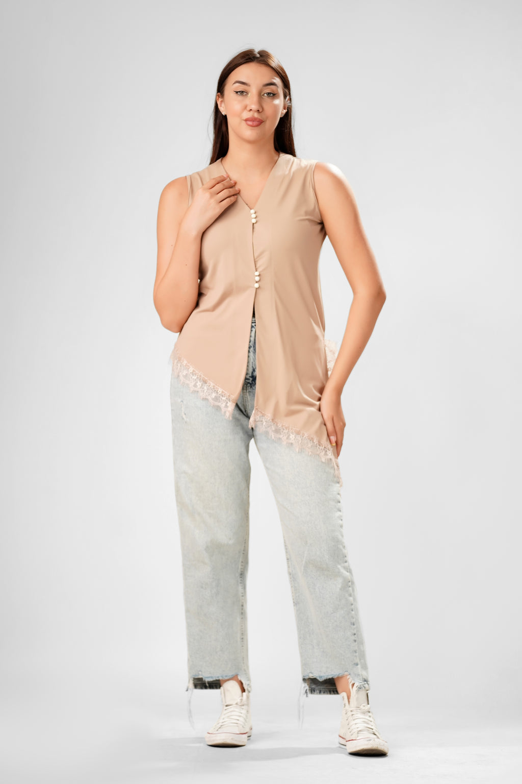 Sandalwood Asymmetric Drape Top
