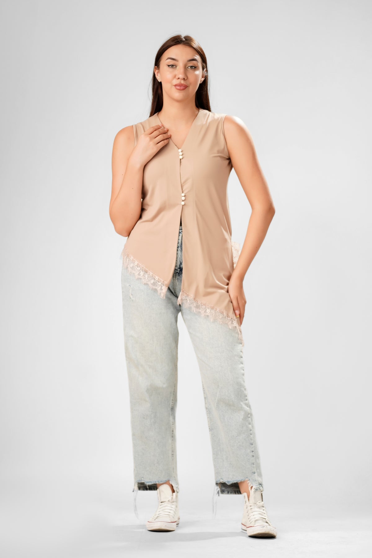 Sandalwood Asymmetric Drape Top