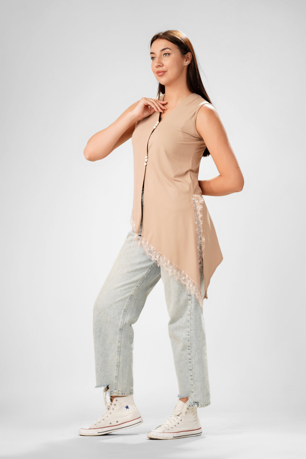 Sandalwood Asymmetric Drape Top