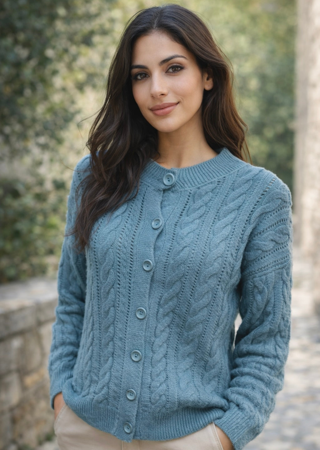 Signature Cable-Knit Button Front Cardigan