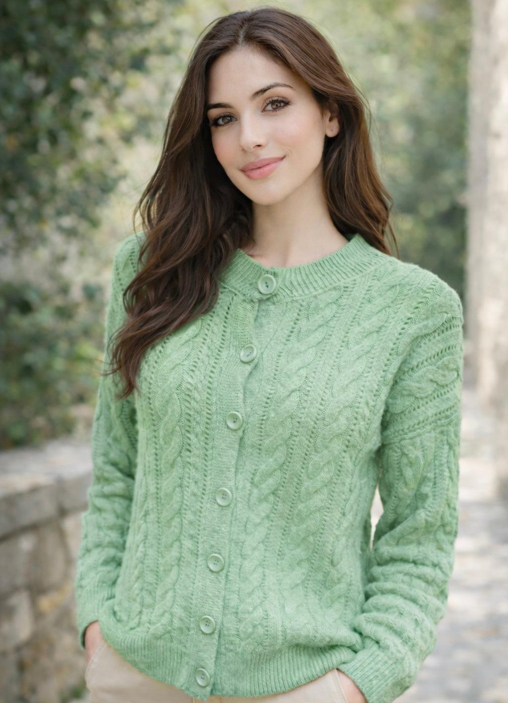 Signature Cable-Knit Button Front Cardigan