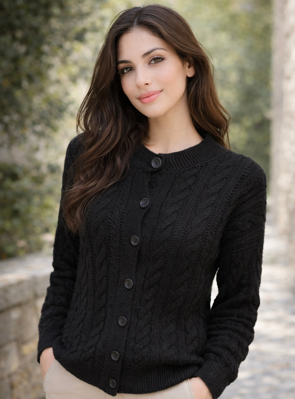 Signature Cable-Knit Button Front Cardigan