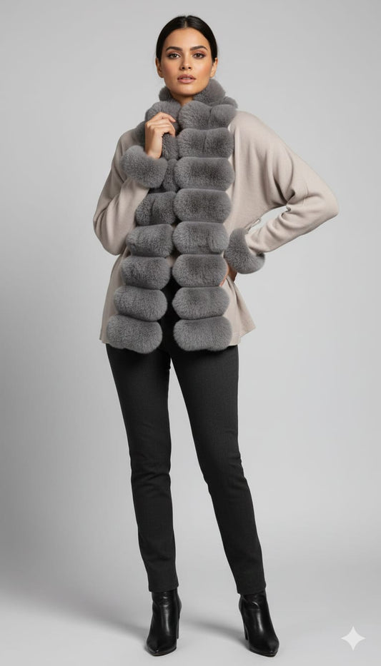Haute Couture Cardigan Faux-fur Panels