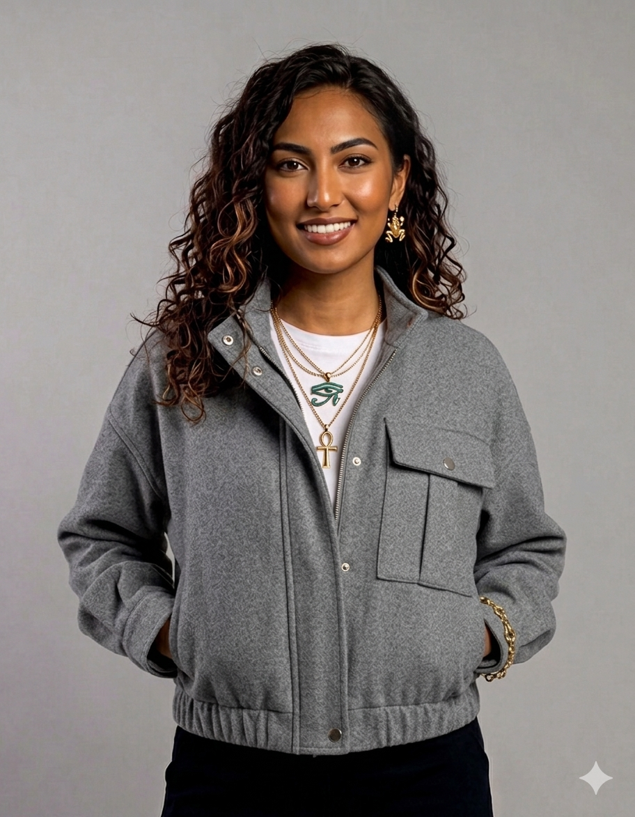 Cropped Bomber-style Jacket