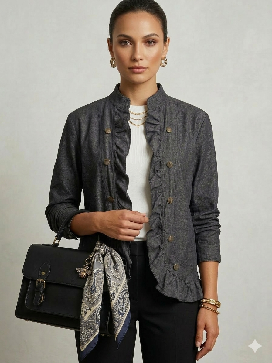 Lara Ruffle Light Denim Jacket