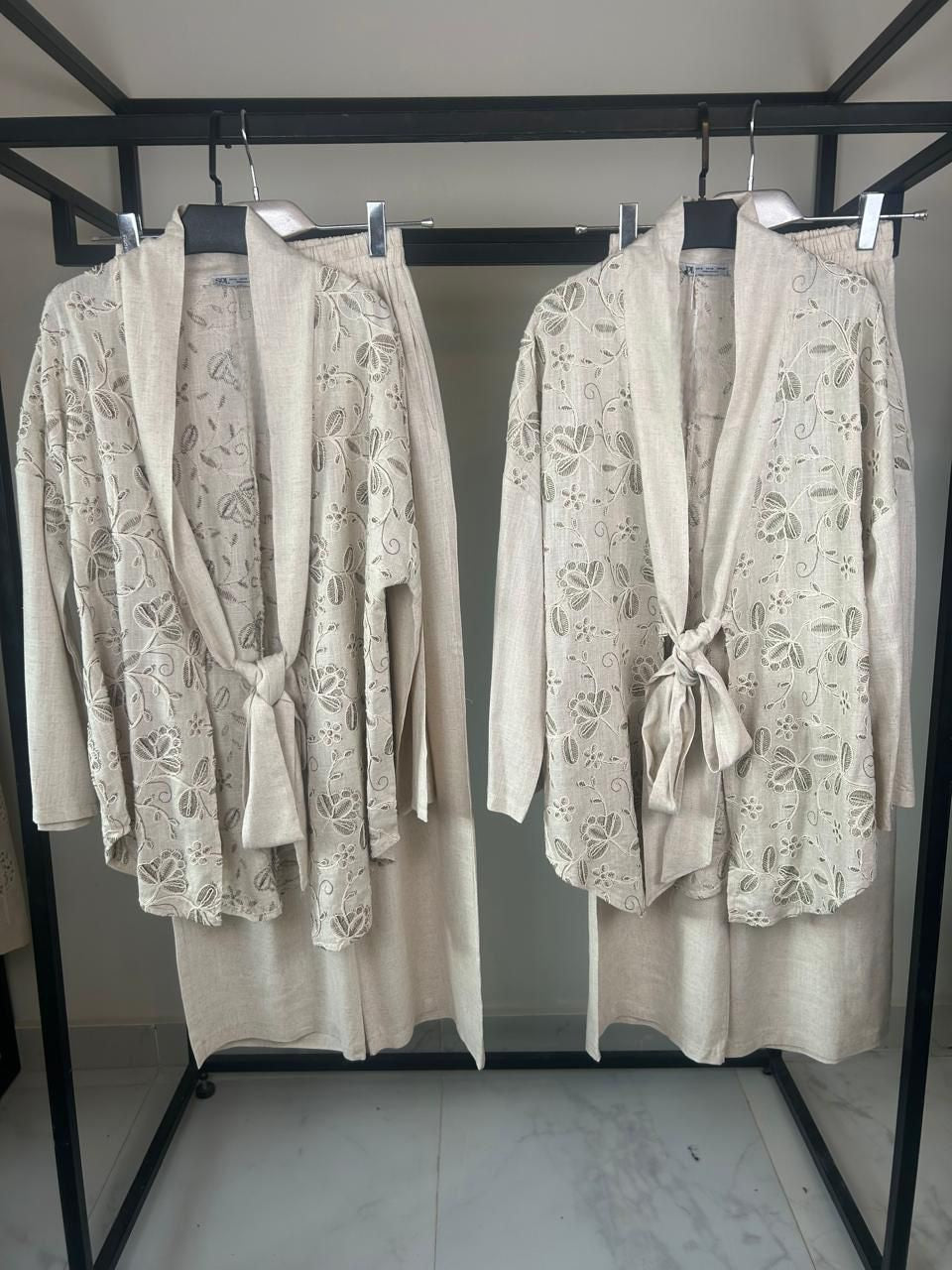 Floral Embroidered Wrap Ensemble