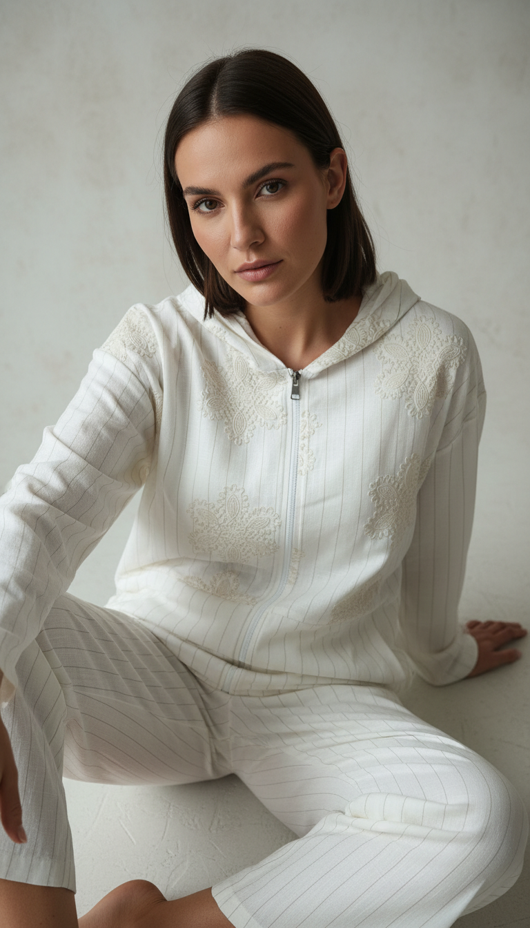 Spring Embroidered Hooded Set