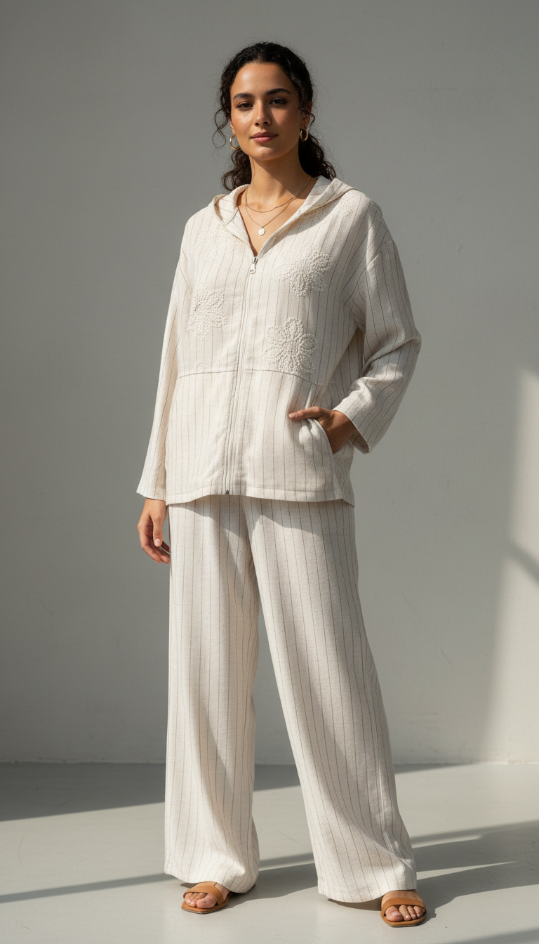 Spring Embroidered Hooded Set