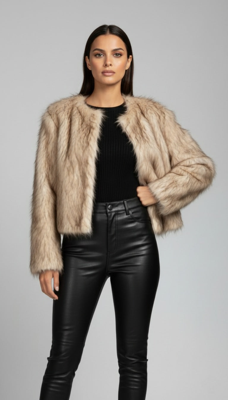 Luna Unique Cropped Faux-fur Jacket