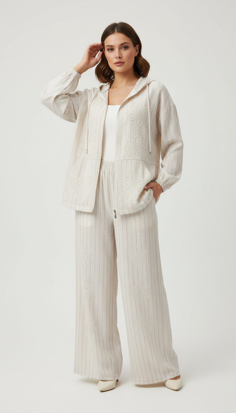 Spring Embroidered Hooded Set