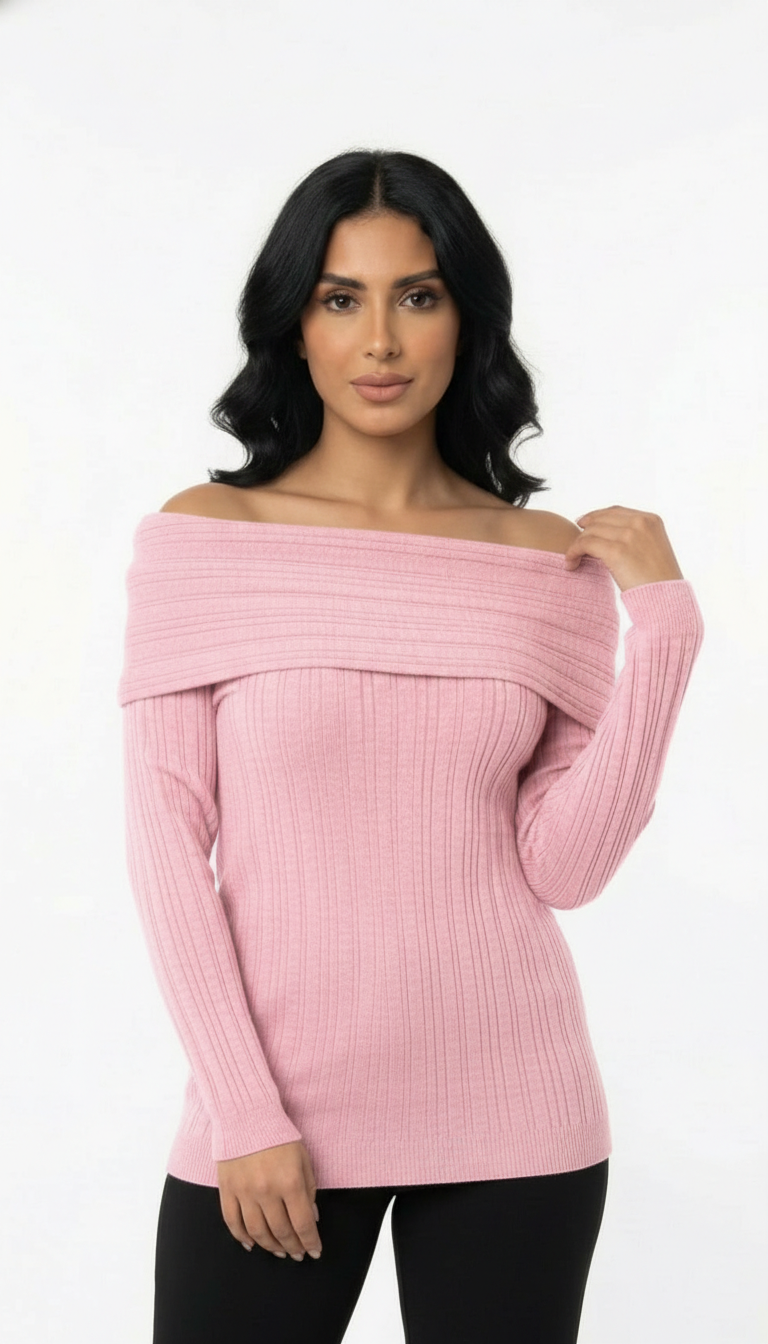 Irma ribbed off-shoulder knit top