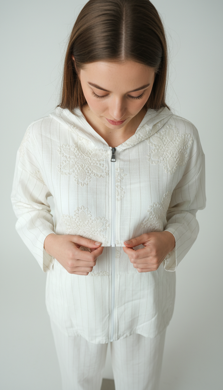 Spring Embroidered Hooded Set